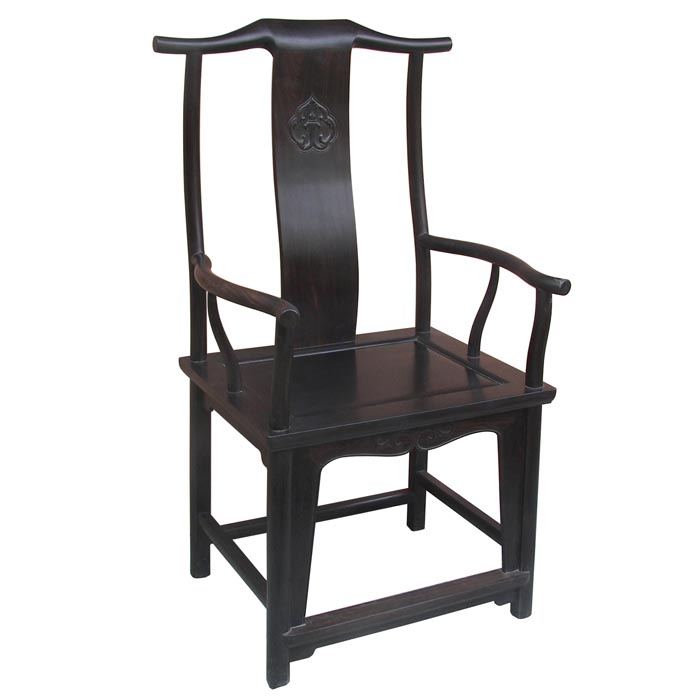 OEEA Ebony Chinese Ming official hat armchair with four protruding ends