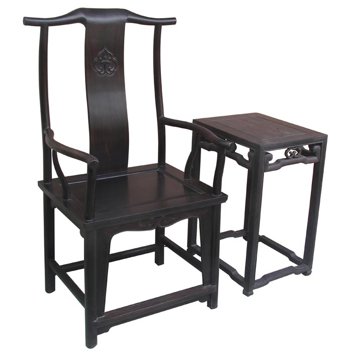 Ebony Chinese Ming official hat armchair (Three-piece)