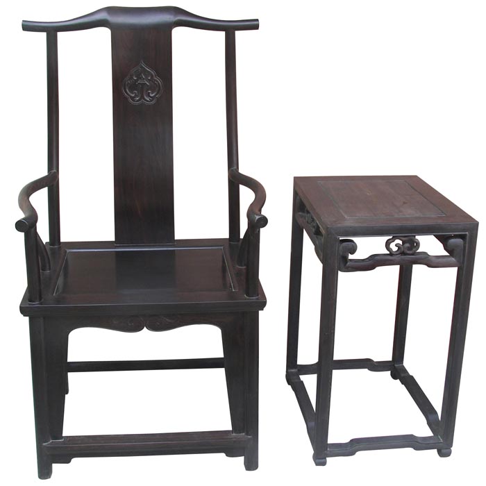 OEEA Ebony Chinese Ming official hat armchair (Three-piece)