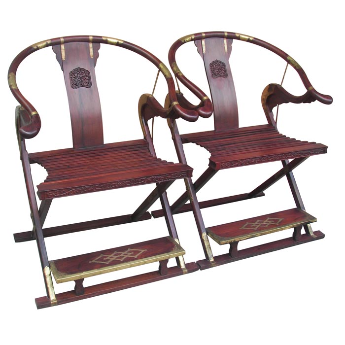 Rosewood Qing folding armchair (Two-piece)