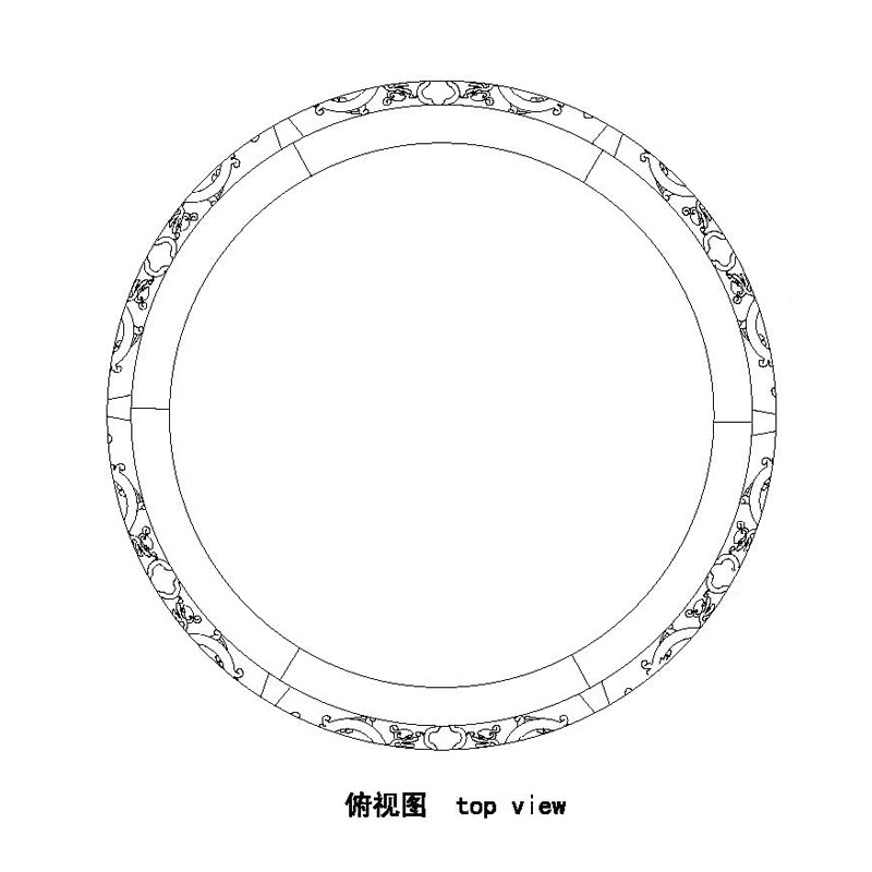 Rosewood Qing round table with six legs and lingzhi fungus motif
