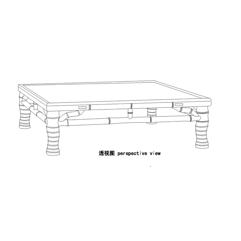 OEEA Rosewood Qing waistless square kang table of bamboo material style