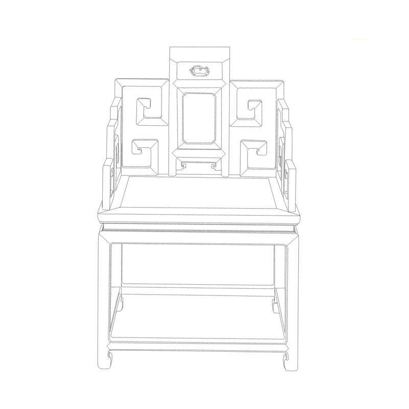 Rosewood Qing armchair with kui phoenix motif