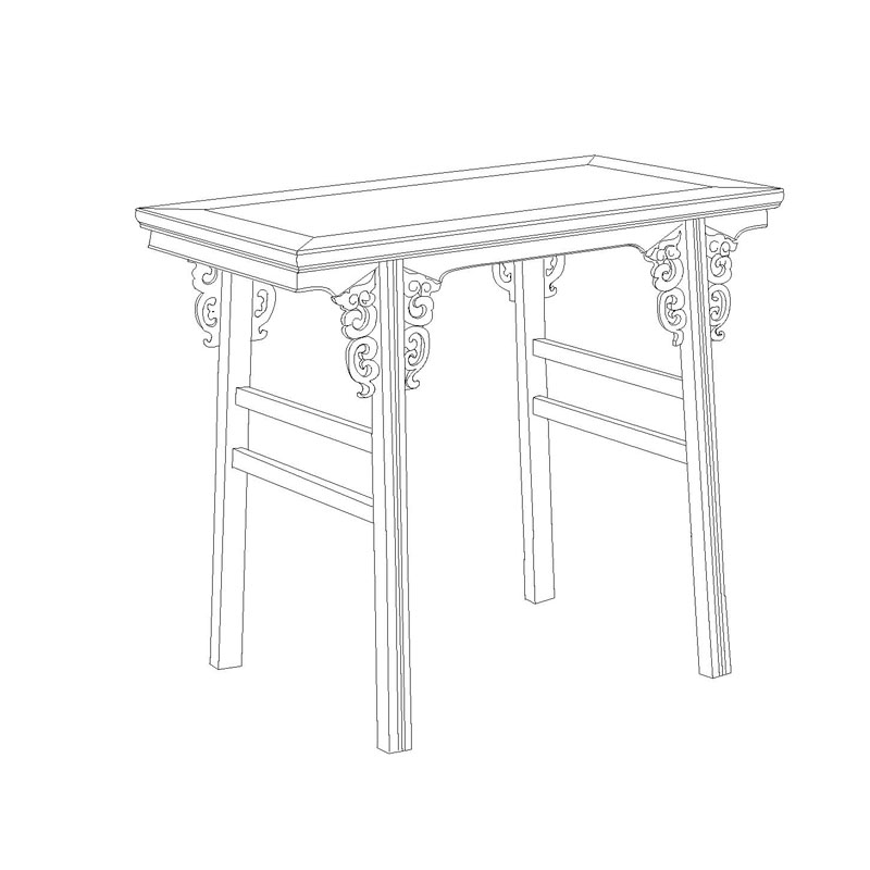 Rosewood Ming dynasty narrow rectangular recessed-leg table